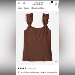 New with Tag J. Crew Scrunchie Strap Henley Ribbed Tank